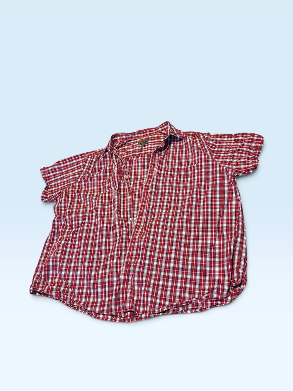 Classic Red Plaid Short-Sleeve Button-Up Shirt for Men
